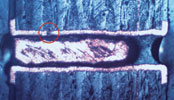 Figure 5. Sample of a compromised track, as viewed under a microscope